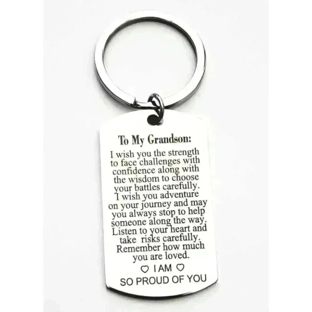 To my Grandson Im So Proud Of You Keychain